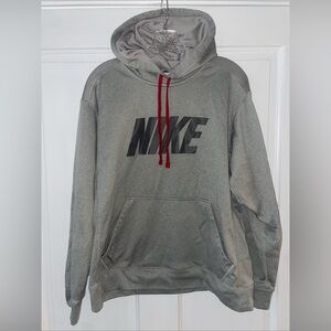 Nike Dri-Fit Pullover Hoodie Gray Red Drawstrings Men’s M/L Approx Athletic